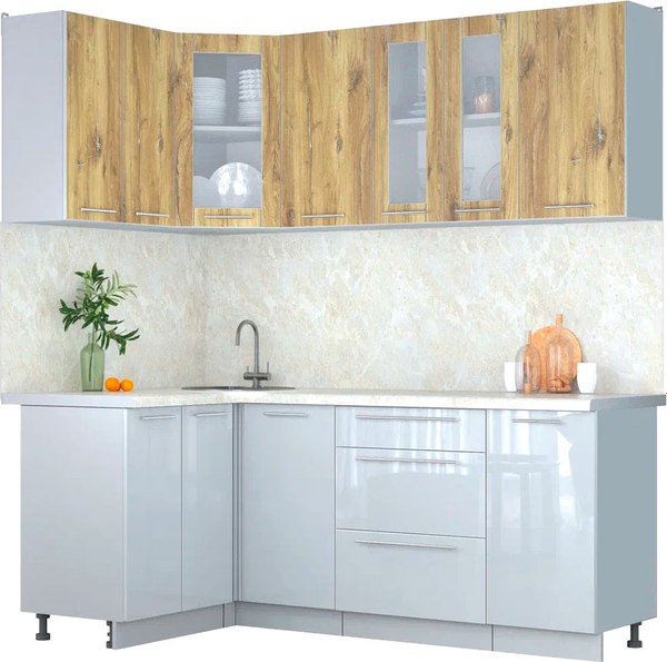 Кухонный гарнитур Интерлиния Мила Пластик 1.2x2.0 - фото