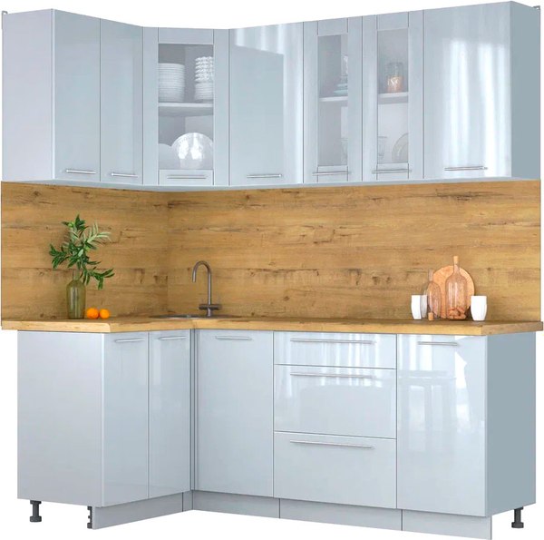 Кухонный гарнитур Интерлиния Мила Пластик 1.2x2.0 - фото