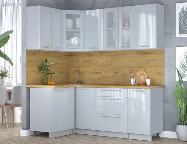 Кухонный гарнитур Интерлиния Мила Пластик 1.2x2.0