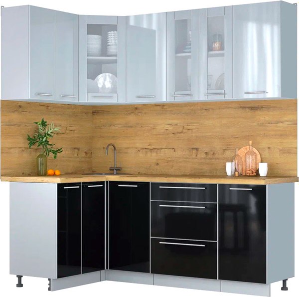 Кухонный гарнитур Интерлиния Мила Пластик 1.2x2.0 - фото