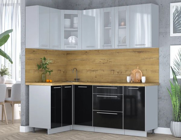 Кухонный гарнитур Интерлиния Мила Пластик 1.2x2.0