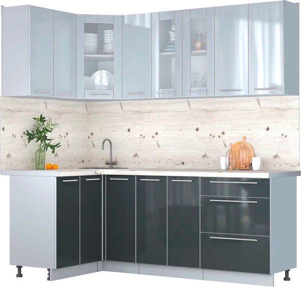 Кухонный гарнитур Интерлиния Мила Пластик 1.2x2.1 - фото