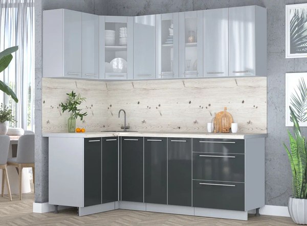 Кухонный гарнитур Интерлиния Мила Пластик 1.2x2.1