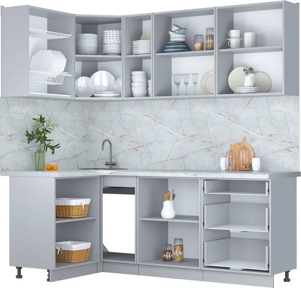 Кухонный гарнитур Интерлиния Мила Пластик 1.2x2.1