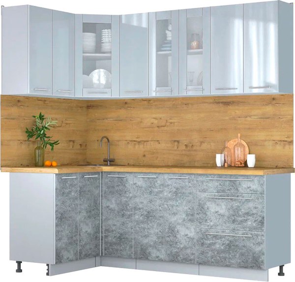 Кухонный гарнитур Интерлиния Мила Пластик 1.2x2.1 - фото