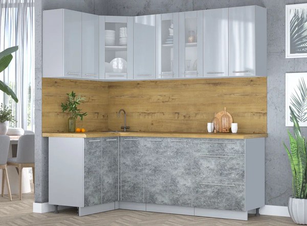 Кухонный гарнитур Интерлиния Мила Пластик 1.2x2.1