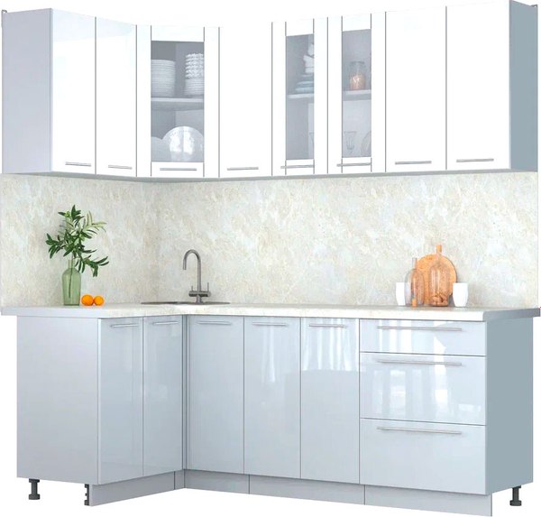 Кухонный гарнитур Интерлиния Мила Пластик 1.2x2.1 - фото