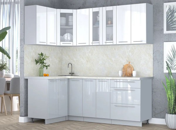 Кухонный гарнитур Интерлиния Мила Пластик 1.2x2.1