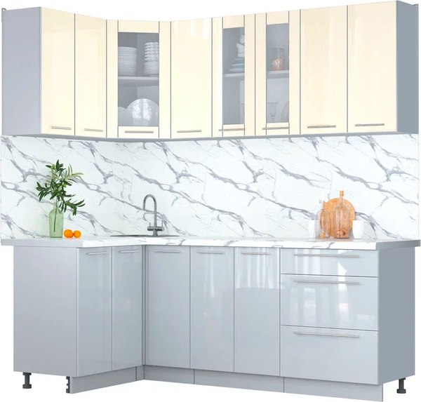 Кухонный гарнитур Интерлиния Мила Пластик 1.2x2.1 - фото