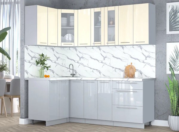 Кухонный гарнитур Интерлиния Мила Пластик 1.2x2.1