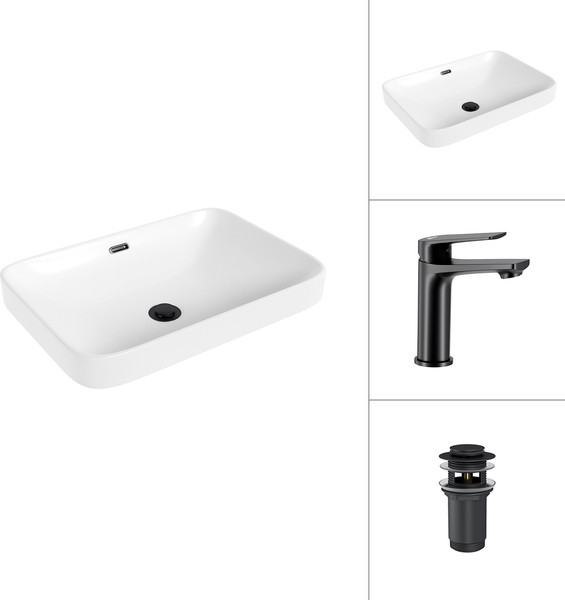 Умывальник со смесителем Lauter 21441A + Sky 21СК533BS с донным клапаном 21190B - фото