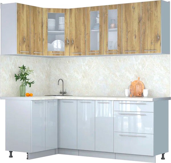 Кухонный гарнитур Интерлиния Мила Пластик 1.2x2.1 - фото
