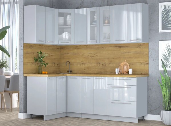 Кухонный гарнитур Интерлиния Мила Пластик 1.2x2.1