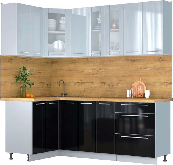 Кухонный гарнитур Интерлиния Мила Пластик 1.2x2.1 - фото