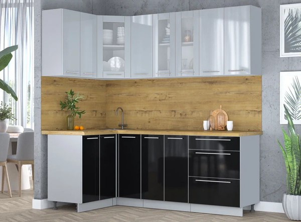 Кухонный гарнитур Интерлиния Мила Пластик 1.2x2.1