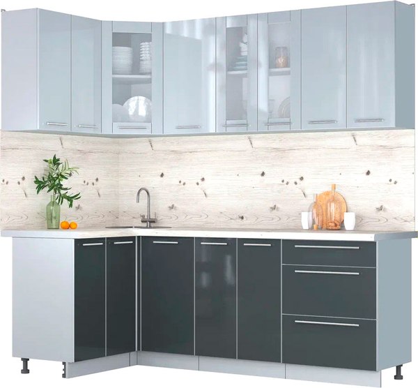 Кухонный гарнитур Интерлиния Мила Пластик 1.2x2.2 - фото