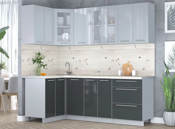 Кухонный гарнитур Интерлиния Мила Пластик 1.2x2.2