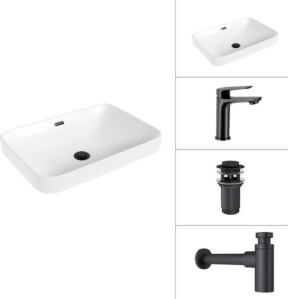 Умывальник со смесителем Lauter 21441A + Sky 21СК533BS + сифон 21635B + донный клапан 21190B - фото