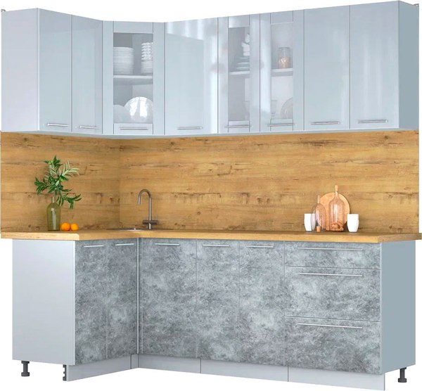 Кухонный гарнитур Интерлиния Мила Пластик 1.2x2.2 - фото