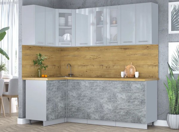 Кухонный гарнитур Интерлиния Мила Пластик 1.2x2.2