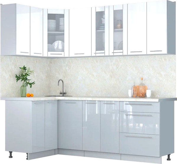 Кухонный гарнитур Интерлиния Мила Пластик 1.2x2.2 - фото