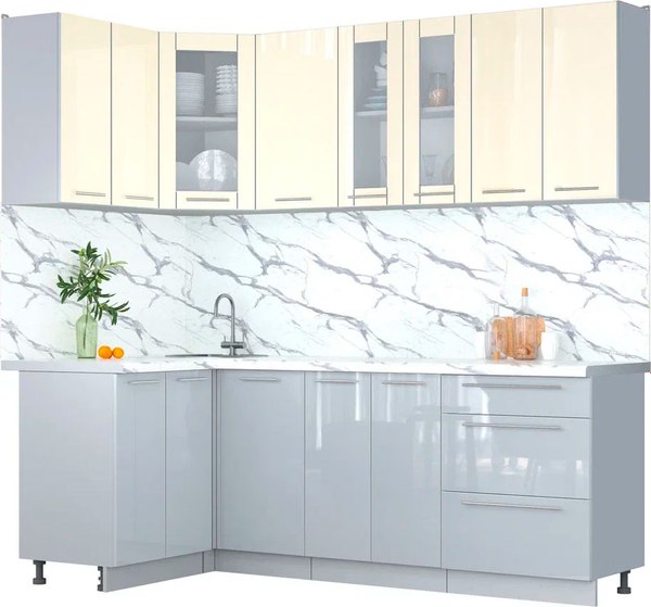 Кухонный гарнитур Интерлиния Мила Пластик 1.2x2.2 - фото