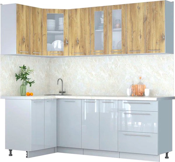 Кухонный гарнитур Интерлиния Мила Пластик 1.2x2.2 - фото