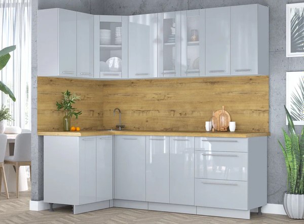 Кухонный гарнитур Интерлиния Мила Пластик 1.2x2.2