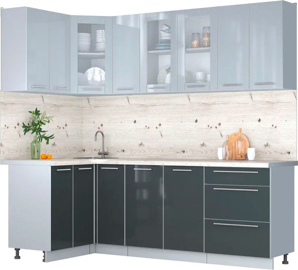 Кухонный гарнитур Интерлиния Мила Пластик 1.2x2.3 - фото