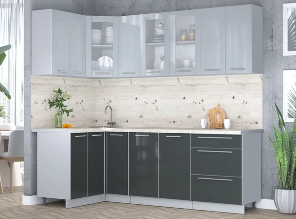 Кухонный гарнитур Интерлиния Мила Пластик 1.2x2.3