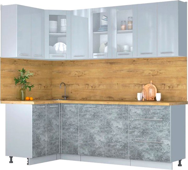 Кухонный гарнитур Интерлиния Мила Пластик 1.2x2.3 - фото