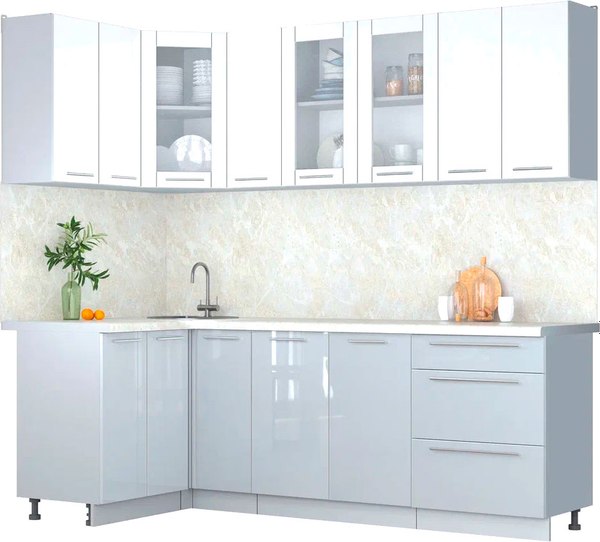 Кухонный гарнитур Интерлиния Мила Пластик 1.2x2.3 - фото