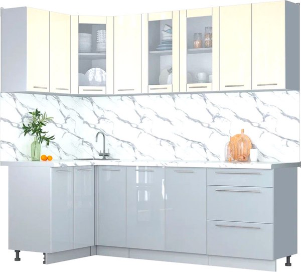 Кухонный гарнитур Интерлиния Мила Пластик 1.2x2.3 - фото