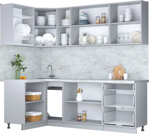 Кухонный гарнитур Интерлиния Мила Пластик 1.2x2.3