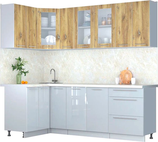 Кухонный гарнитур Интерлиния Мила Пластик 1.2x2.3 - фото