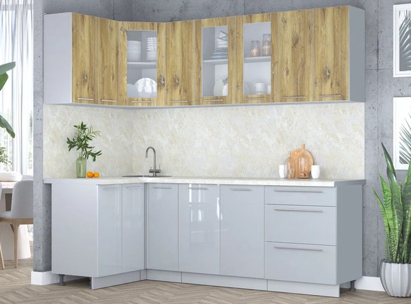 Кухонный гарнитур Интерлиния Мила Пластик 1.2x2.3