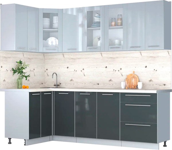 Кухонный гарнитур Интерлиния Мила Пластик 1.2x2.4 - фото