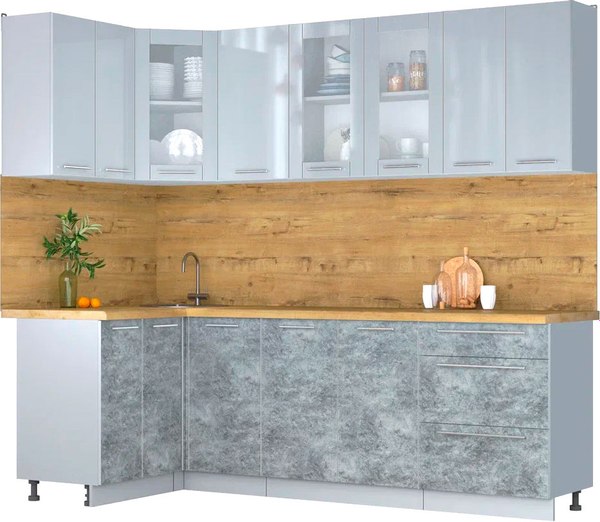 Кухонный гарнитур Интерлиния Мила Пластик 1.2x2.4 - фото