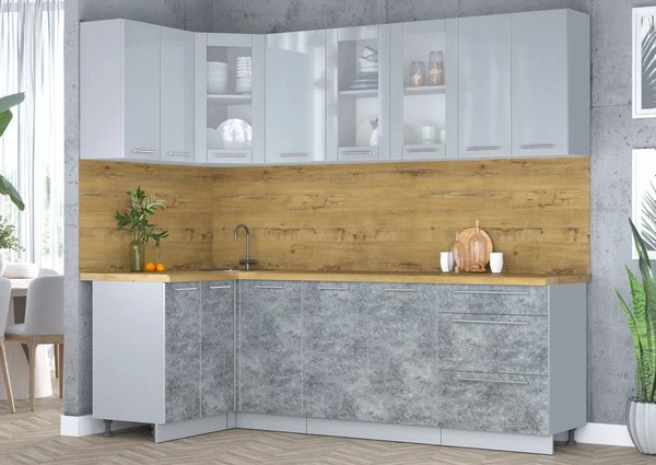 Кухонный гарнитур Интерлиния Мила Пластик 1.2x2.4