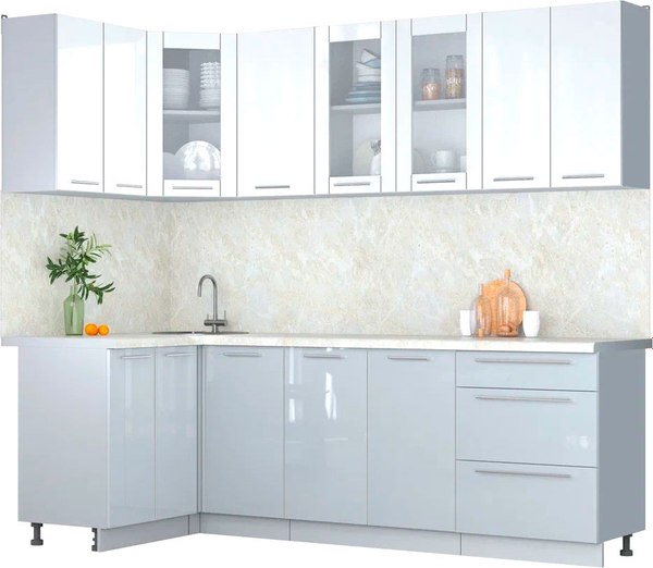 Кухонный гарнитур Интерлиния Мила Пластик 1.2x2.4 - фото