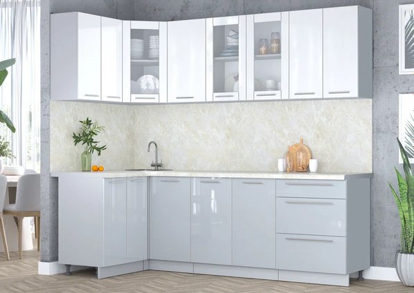 Кухонный гарнитур Интерлиния Мила Пластик 1.2x2.4