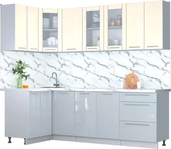 Кухонный гарнитур Интерлиния Мила Пластик 1.2x2.4 - фото