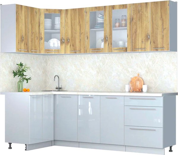 Кухонный гарнитур Интерлиния Мила Пластик 1.2x2.4 - фото