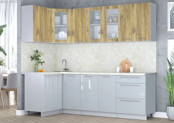 Кухонный гарнитур Интерлиния Мила Пластик 1.2x2.4