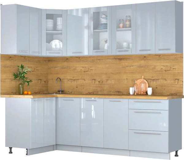 Кухонный гарнитур Интерлиния Мила Пластик 1.2x2.4 - фото