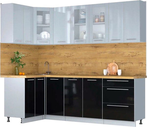 Кухонный гарнитур Интерлиния Мила Пластик 1.2x2.4 - фото