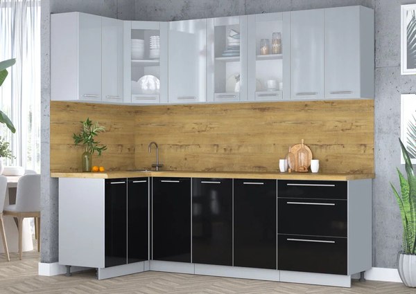 Кухонный гарнитур Интерлиния Мила Пластик 1.2x2.4