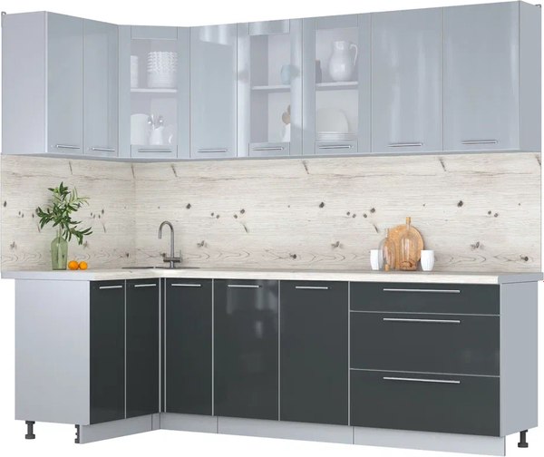 Кухонный гарнитур Интерлиния Мила Пластик 1.2x2.5 - фото