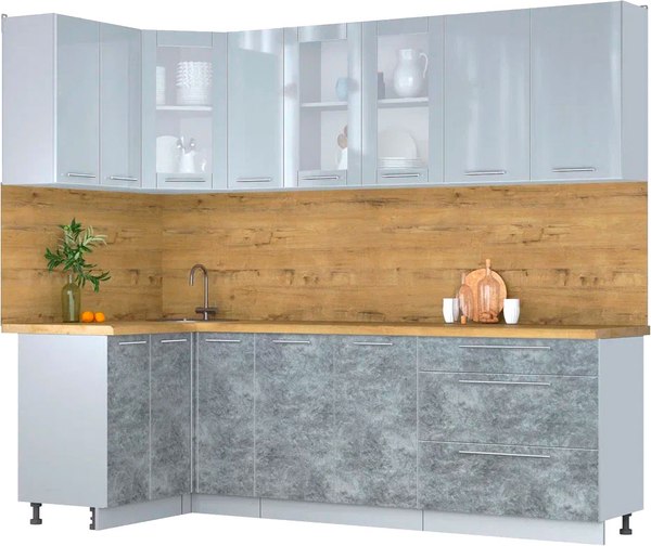 Кухонный гарнитур Интерлиния Мила Пластик 1.2x2.5 - фото