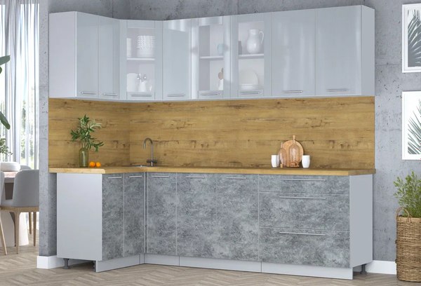 Кухонный гарнитур Интерлиния Мила Пластик 1.2x2.5